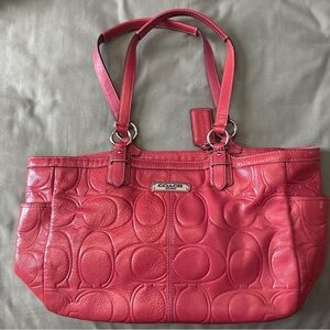 Coach F19462 pink structured tote bag